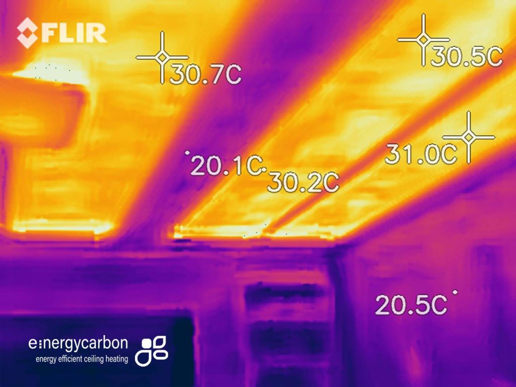 Thermal image showing infrared heating